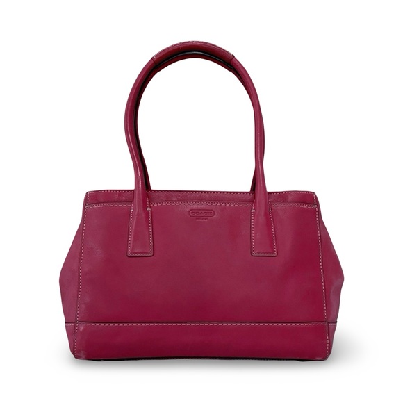 Coach Berry Pink Vachetta Leather Madeline Turnlock Satchel Hand Bag - Picture 4 of 9